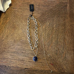 NWT Halogen Gold Necklace with Purple Stone